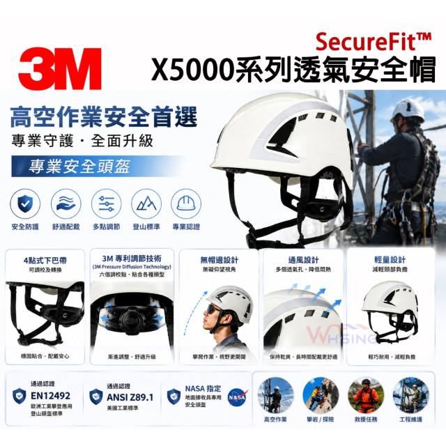 【煒興&3M】3M™ X5000系列透氣安全帽  個人安全防護工業安全帽