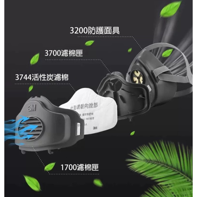 3M 3200半面式單罐防毒面具