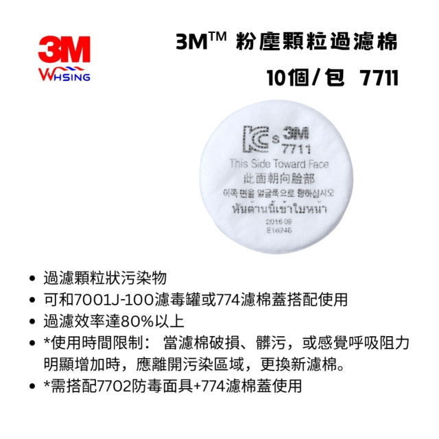 3M 7711粉塵顆粒過濾棉 10片/包