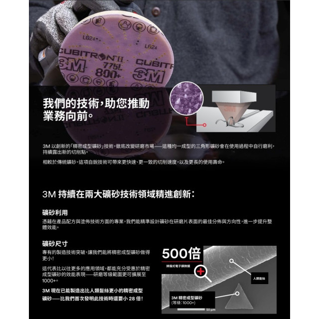 3M 775L Cubitron™ II 陶瓷研磨砂紙