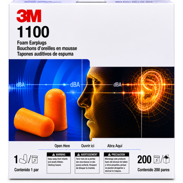 3M 1100拋棄式泡棉耳塞  200付/盒
