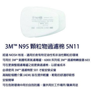 3M 5N11粉塵顆粒過濾棉  10個/盒